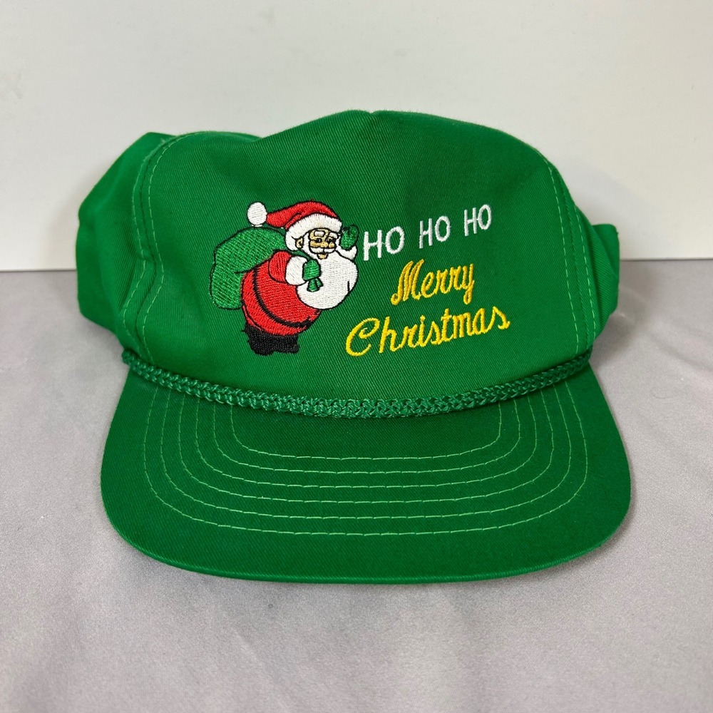 YoungAn Vintage Green Santa Claus Ho‎ Ho Ho Merry Christmas Rope Snapback Hat